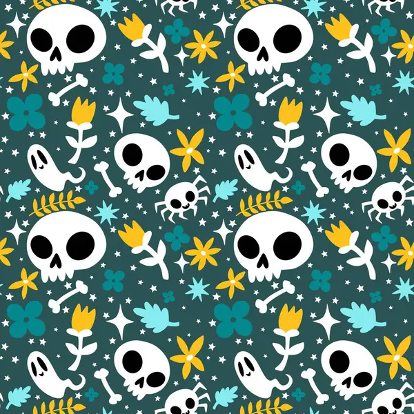 Cadılar Bayramı hayaletleri kağıt, kumaş, çarşaf ve çocuk giysileri baskısı, ambalaj ve şenlikli aksesuarlar için kusursuz çizgi film desenleri. Yüksek kaliteli illüstrasyon