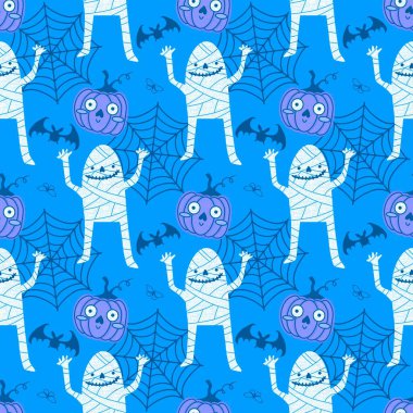 Sonbahar hasadı sebzesiz canavar Cadılar Bayramı balkabağı desenli kağıt, kumaş ve çocuk giysileri baskısı, şenlikli ambalaj ve aksesuarlar. Yüksek kaliteli illüstrasyon