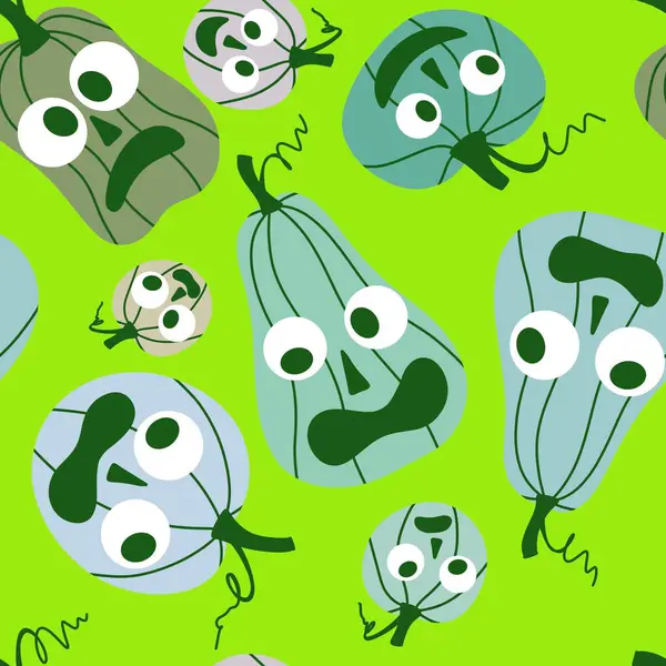 Sonbahar hasadı sebzesiz canavar Cadılar Bayramı balkabağı desenli kağıt, kumaş ve çocuk giysileri baskısı, şenlikli ambalaj ve aksesuarlar. Yüksek kaliteli illüstrasyon