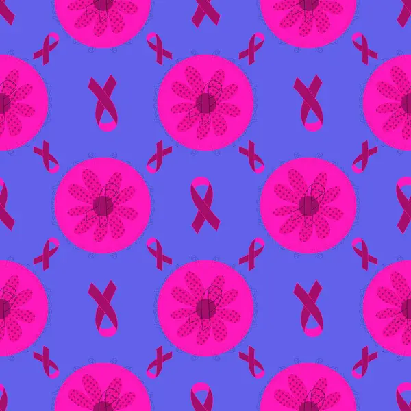 Göğüs kanseri ayı, ambalaj kağıdı, tıbbi aksesuar ve ilaç tekstili için kusursuz pembe kurdele günü deseni. Yüksek kaliteli illüstrasyon