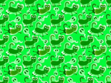 Cadılar Bayramı hayvanları kağıt, kumaş, çarşaf ve çocuk kıyafetleri ve parti aksesuarları için kusursuz kedi desenleri. Yüksek kaliteli illüstrasyon