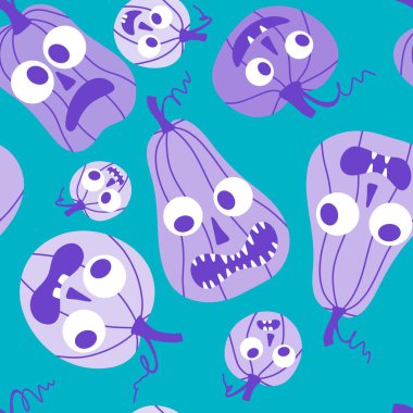 Sonbahar hasadı sebzesiz canavar Cadılar Bayramı balkabağı desenli kağıt, kumaş ve çocuk giysileri baskısı, şenlikli ambalaj ve aksesuarlar. Yüksek kaliteli illüstrasyon