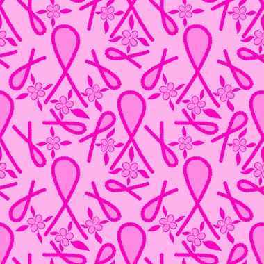 Göğüs kanseri ayı, ambalaj kağıdı, tıbbi aksesuar ve ilaç tekstili için kusursuz pembe kurdele günü deseni. Yüksek kaliteli illüstrasyon