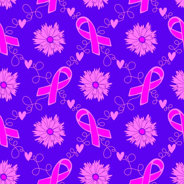 Göğüs kanseri ayı, ambalaj kağıdı, tıbbi aksesuar ve ilaç tekstili için kusursuz pembe kurdele günü deseni. Yüksek kaliteli illüstrasyon