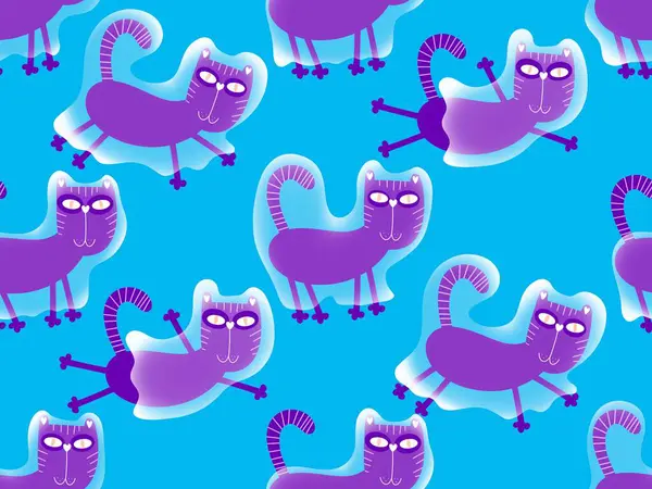 Cadılar Bayramı hayvanları kağıt, kumaş, çarşaf ve çocuk kıyafetleri ve parti aksesuarları için kusursuz kedi desenleri. Yüksek kaliteli illüstrasyon