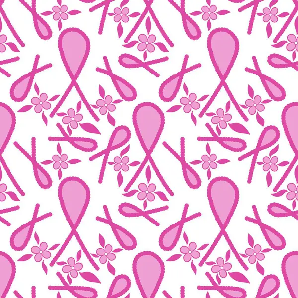 Göğüs kanseri ayı, ambalaj kağıdı, tıbbi aksesuar ve ilaç tekstili için kusursuz pembe kurdele günü deseni. Yüksek kaliteli illüstrasyon