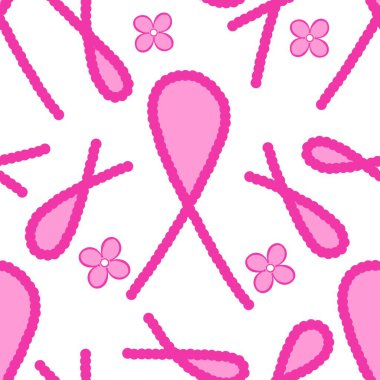 Göğüs kanseri ayı, ambalaj kağıdı, tıbbi aksesuar ve ilaç tekstili için kusursuz pembe kurdele günü deseni. Yüksek kaliteli illüstrasyon