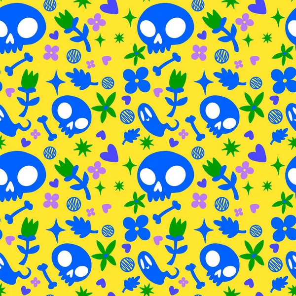 Cadılar Bayramı hayaletleri kağıt, kumaş, çarşaf ve çocuk giysileri baskısı, ambalaj ve şenlikli aksesuarlar için kusursuz çizgi film desenleri. Yüksek kaliteli illüstrasyon