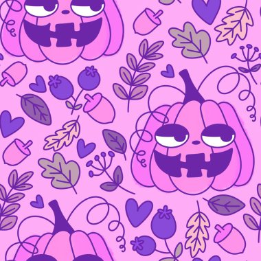 Sonbahar hasadı sebzesiz canavar Cadılar Bayramı balkabağı desenli kağıt, kumaş ve çocuk giysileri baskısı, şenlikli ambalaj ve aksesuarlar. Yüksek kaliteli illüstrasyon