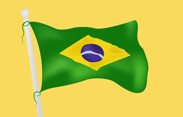 ブラジルの飛行旗 世界チャンピオンのサッカーチーム ブラジル ブラジル国の国旗 公式ブラジル国旗 — ストックベクタ