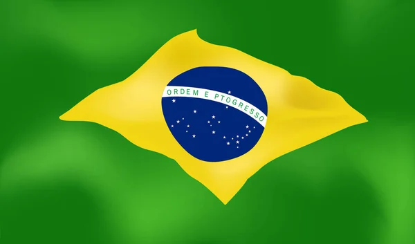 Κυματιστή Σημαία Της Βραζιλίας Εικονογράφηση Διάνυσμα Της Βραζιλιάνικης Σημαίας Επίσημη — Διανυσματικό Αρχείο