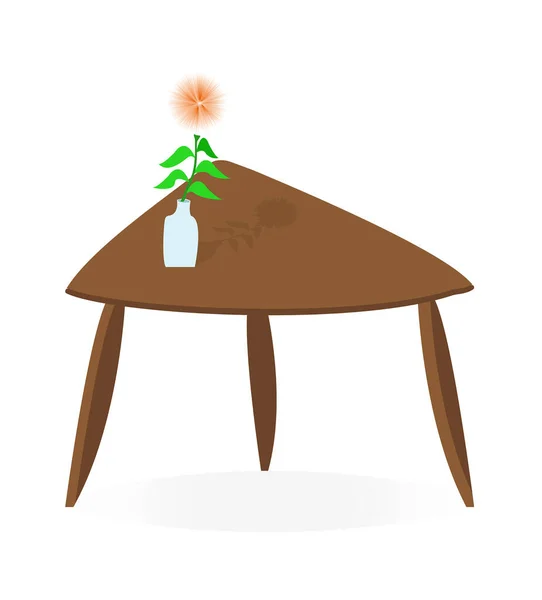 Table Thé Élégante Vase Fleurs Sur Dessus Table Bois Illustration — Image vectorielle
