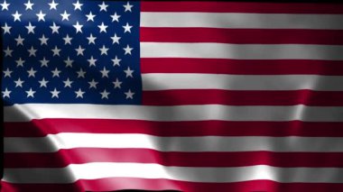 Amerika Birleşik Devletleri bayrağını sallamanın animasyonu, ABD 'nin ulusal bayrağı, 3D animasyon. Rüzgarda dalgalanan kusursuz Amerikan resmi bayrağı. Gerçekçi dalgalanan ABD bayrağı, 4k animasyon