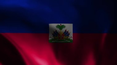 Haiti bayrağı sallamanın animasyonu, ulusal bayrak. Rüzgarda dalgalanan Haiti resmi bayrağı izole edildi. Gerçekçi Haiti bayrağı sallama