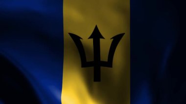 Ulusal bayrak olan Barbados bayrağını sallamanın animasyonu. Rüzgarda dalgalanan Barbados resmi bayrağı izole edildi. Gerçekçi Barbados bayrağı sallama