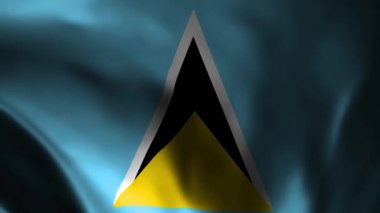 Ulusal bayrak Aziz Lucia bayrağını sallamanın animasyonu. Saint Lucian resmi bayrağı rüzgârda savruluyor. Gerçekçi el sallayan Aziz Lucia bayrağı
