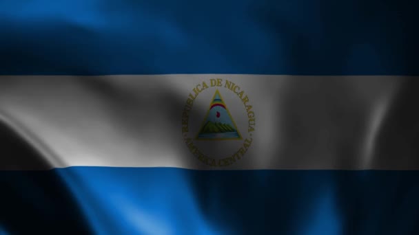 Animación Ondear Una Bandera Nicaragua Bandera Nacional Bandera Oficial Nicaragua — Vídeo de stock
