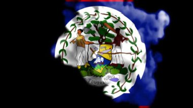 Belize 'nin bayrağını, Belize' nin ulusal bayrağını gösteren dumanlı animasyon. Belize resmi bayrağının sıvı animasyonu açıldı. Gerçekçi dumanlı Belize bayrağı, Orta Amerika