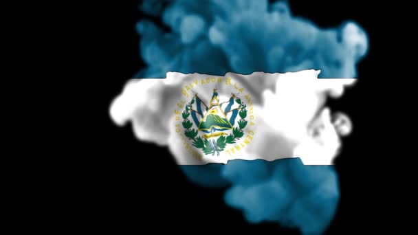 Rauchanimation Des Enthüllens Der Landesflagge Salvadors Der Nationalflagge Salvadors Liquid — Stockvideo