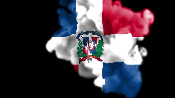 Animación Humo Revelar Bandera Del País República Dominicana Bandera Nacional — Vídeos de Stock