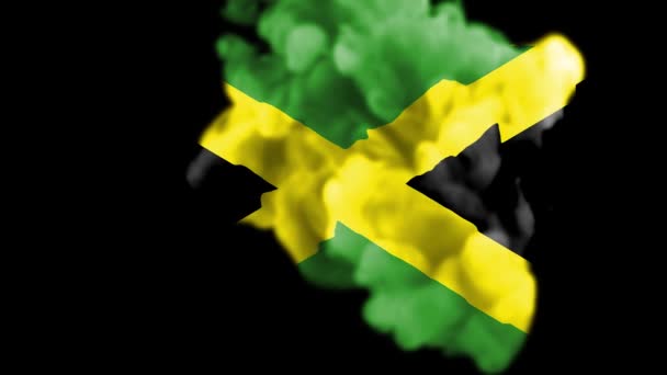 Анімація Диму Розкриває Прапор Ямайки Національний Прапор Ямайки Ліквід Анімації — стокове відео