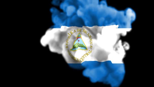 Rauchanimation Des Enthüllens Der Landesflagge Nicaraguas Der Nationalflagge Nicaraguas Liquid — Stockvideo