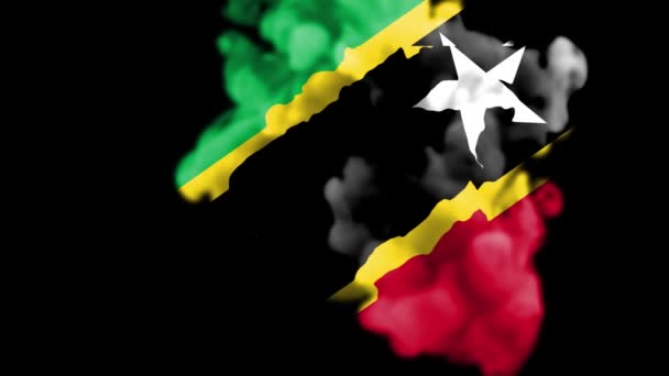 Animacja Dymna Ujawnienia Flagi Kraju Kitt Nevis Flagi Narodowej Zestawów — Wideo stockowe