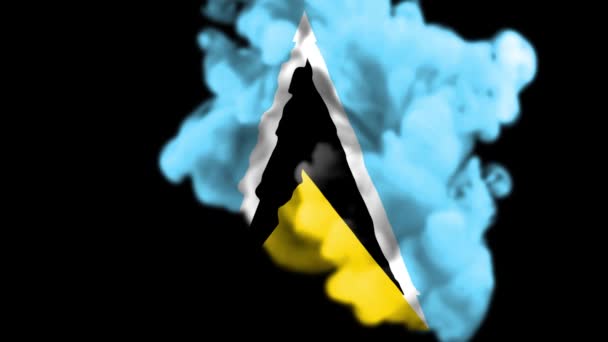セントルシアの国旗 聖ルシアの国旗を明らかにする煙のアニメーション セントルシアの公式旗の液体アニメーションが発表された 現実的な煙聖ルチアフラグ — ストック動画