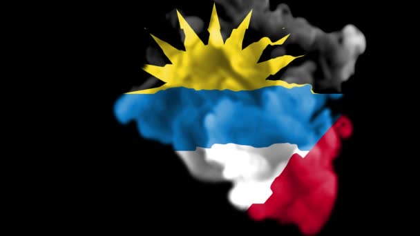 Rök Animation För Att Avslöja Landets Flagga Antigua Och Barbuda — Stockvideo