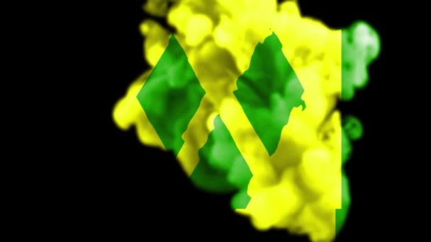 Smoke Animation Revealing Country Flag Saint Vincent Grenadines National Flag — Stock Video