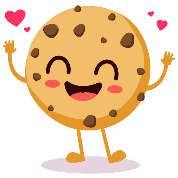 Mutlu gülümseyen Kawaii tatlı kurabiyeleri. Vektör düz çizgi film karakteri çizim simgesi tasarımı. Beyaz arkaplanda izole.