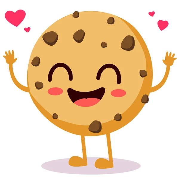 Mutlu gülümseyen Kawaii tatlı kurabiyeleri. Vektör düz çizgi film karakteri çizim simgesi tasarımı. Beyaz arkaplanda izole.