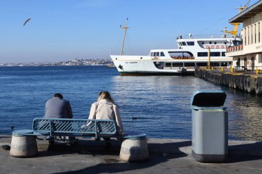 09-01-2023 Istanbul-Turkey: Offended Valentine Sitting on the Bench in Kadiky