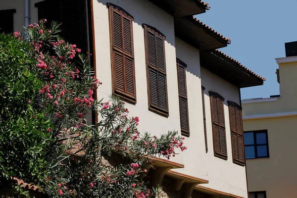 stock image Historical wooden and stone houses in Antalya