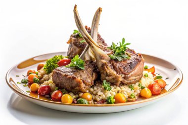 Beyaz arkaplanda Et Tabağı veya Koyun Tabağı