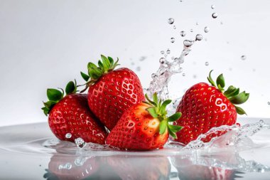 su sıçrama içinde taze çilek