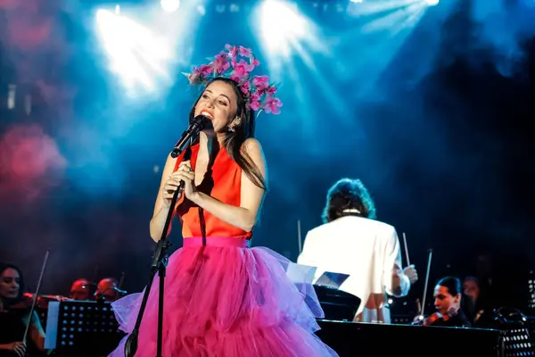 stock image 12-06-2022 Istanbul-Turkey: Beyolu Culture Festival Concert Singer Karsu