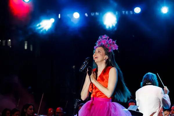 stock image 12-06-2022 Istanbul-Turkey: Beyolu Culture Festival Concert Singer Karsu