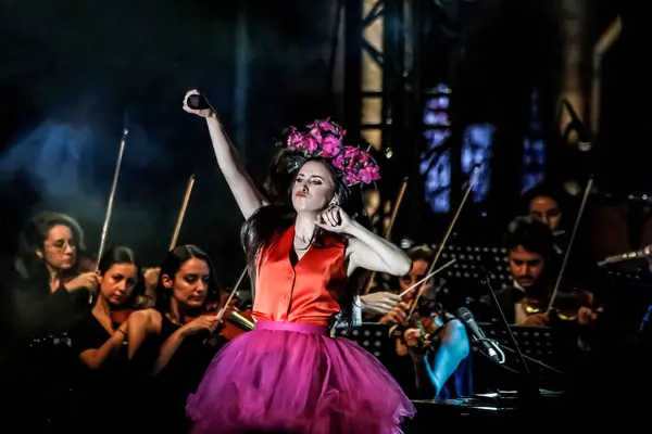 stock image 12-06-2022 Istanbul-Turkey: Beyolu Culture Festival Concert Singer Karsu