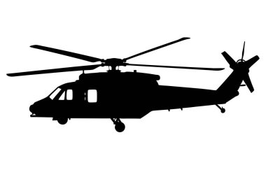 Helikopter siyah siluet beyaz arkaplan