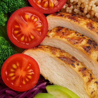 Sebze ve baharatlı taze tavuk.