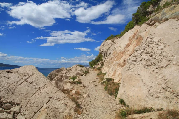 stock image Rock cliff and steep descent to the Adriatic Sea in Croati