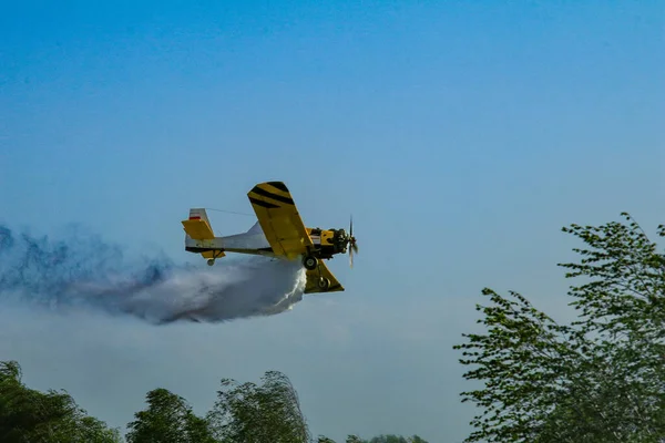 Forest Meadow Fire Extinguished Air Fire Fighting Plane — Stock Photo, Image