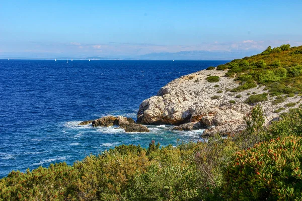 Niedostępne Dzikie Plaże Wyspie Vis Chorwacji — Zdjęcie stockowe