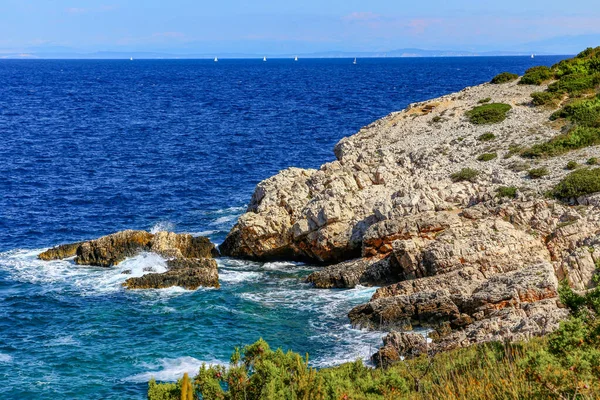 Niedostępne Dzikie Plaże Wyspie Vis Chorwacji — Zdjęcie stockowe