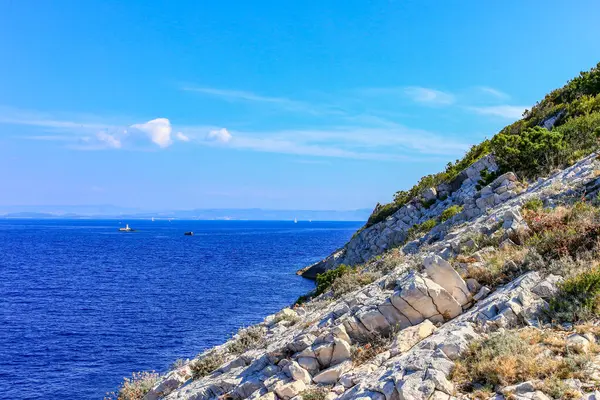 Wspaniałe Puste Żwirowe Plaże Wyspie Vis Chorwacji — Zdjęcie stockowe
