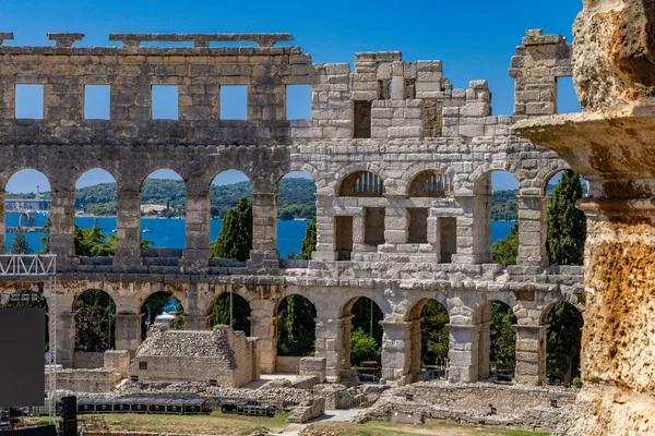 Amfitheater Pula Toeristische Attracties Gladiatorenarena Kroatië — Stockfoto