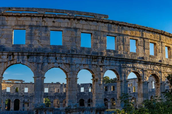 Amphithéâtre Pula Attractions Touristiques Arène Gladiatoriale Croatie — Photo