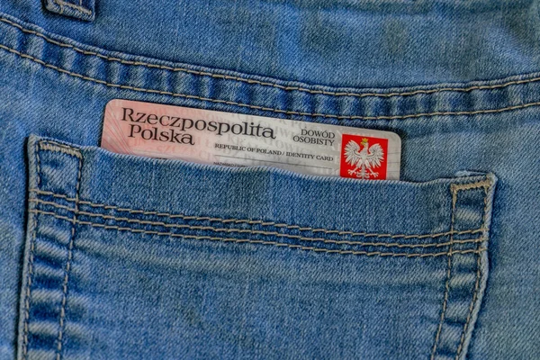 Personalausweis Der Gesäßtasche Der Blauen Jeans — Stockfoto