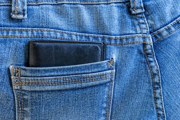 Uma Carteira Couro Bolso Trás Jean — Fotografia de Stock